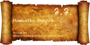 Hambalkó Henrik névjegykártya